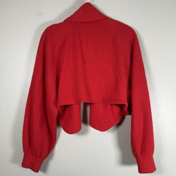 St john cardigan womens medium red bolero cropped wool open front shawl - Picture 3 of 11